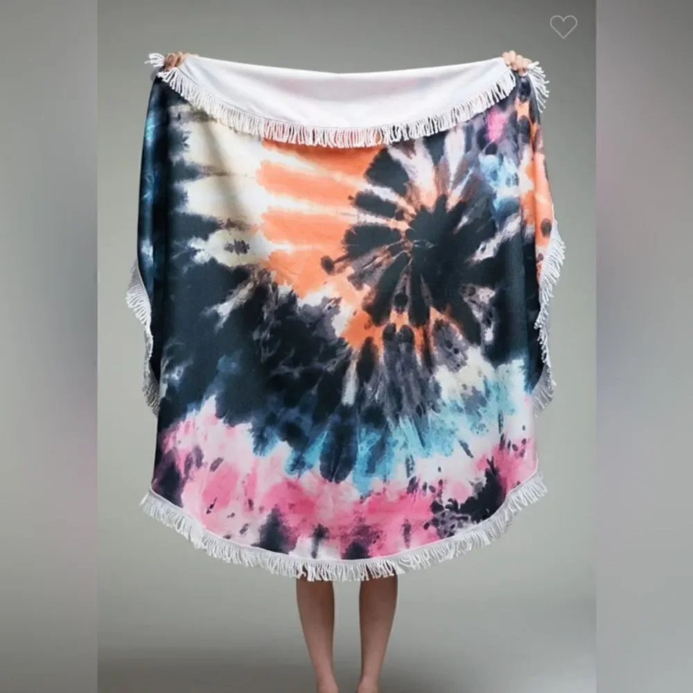 California Tie-Dye Round Towel